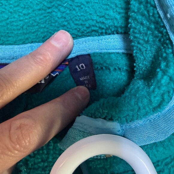 Vintage Patagonia Full-Zip Fleece Jacket Women’s 10 Teal Green Made in USA EUC - Picture 6 of 9